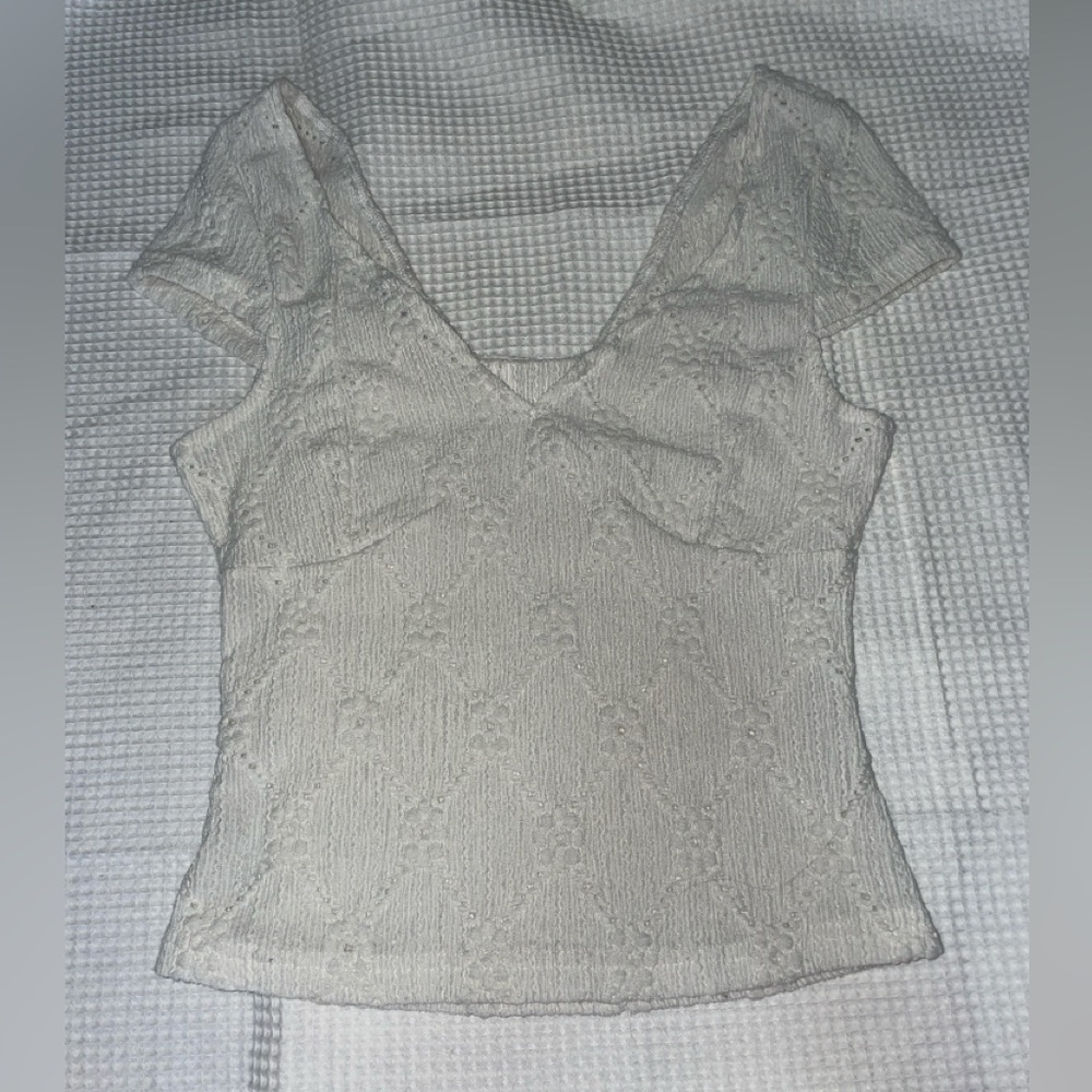 White Lacy Semi Cropped Top